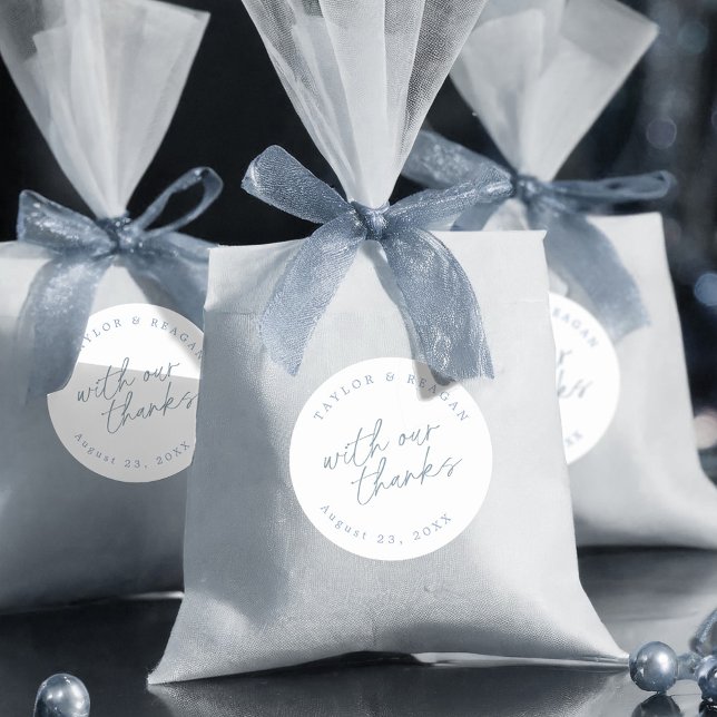 Hochzeit mit unserem Dank Blue White ID1045 Runder Aufkleber (Von Creator hochgeladen)