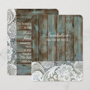 Hochzeit mit Vintagem Blauholz Einladung