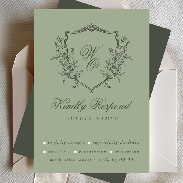 Hochzeit mit Vintagem Wappen RSVP Karte (Von Creator hochgeladen)