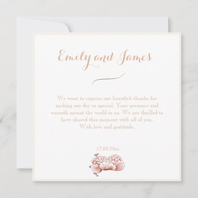 Hochzeit mit Vintagen Blumen Dankeskarte (Vorderseite)