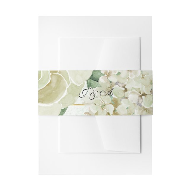 Hochzeit mit weißem und grünem Blütenbauch Einladungsbanderole (Vorderseite Beispiel)