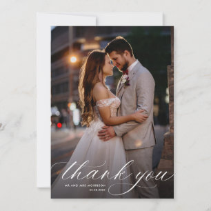 Hochzeit mit weißer Kalligrafie Dankeskarte