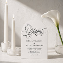 Hochzeit mit weißer und schwarzer Kalligrafie