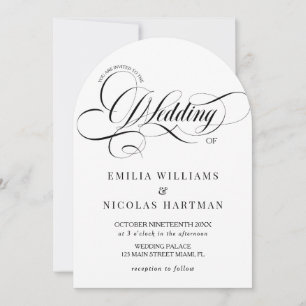 Hochzeit mit weißer und schwarzer Kalligrafie Einladung