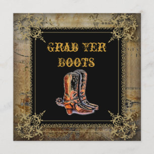 Hochzeit mit Western-Cowboy-Stiefeln Einladung