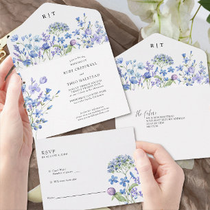 Hochzeit mit Wildblumen Zarte Immergrün-Wildblume All In One Einladung