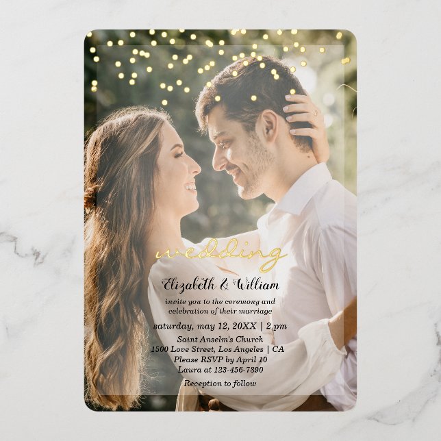 Hochzeit mit zwei Fotos Einladung (Vorderseite)