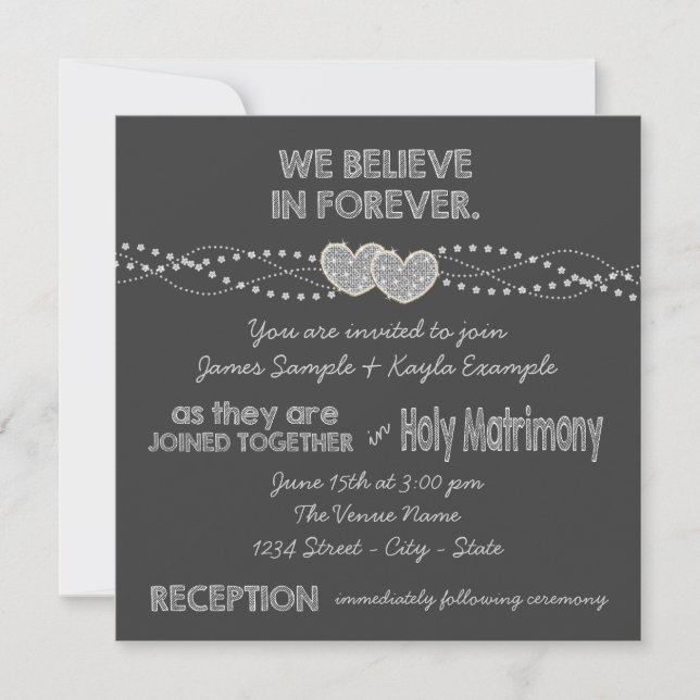 Hochzeit mit zwei Herz Einladung (Vorderseite)