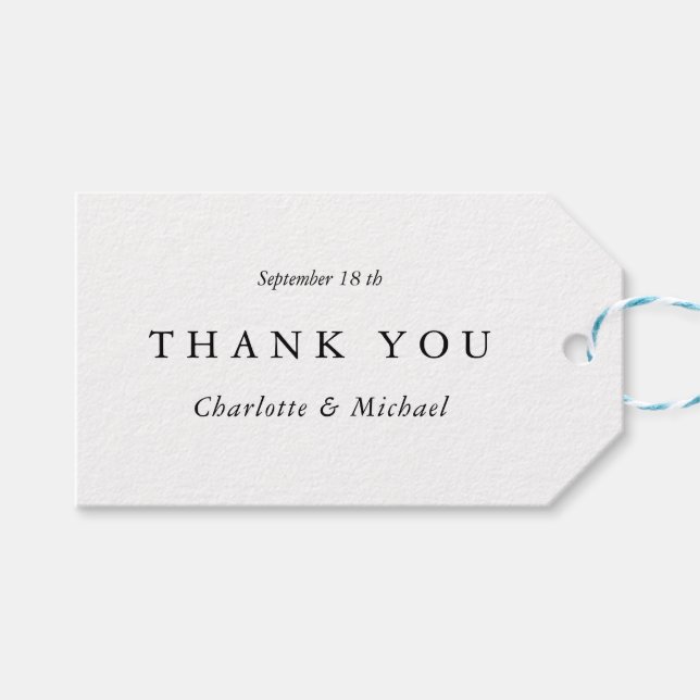 Hochzeit Modern & Minimal Vielen Dank Geschenkanhänger (Vorderseite (Horizontal))