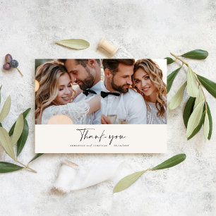 Hochzeit modern minimal vielfach Foto Danke chic Einladung
