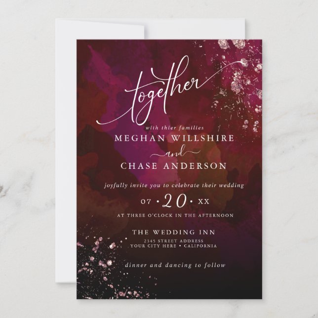 HOCHZEIT | Modern Moody Ruby Red Gemstone Jaspé (Vorderseite)