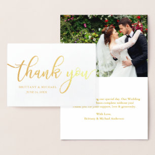 Hochzeit Modern Vielen Dank Foto Gold Folienkarte