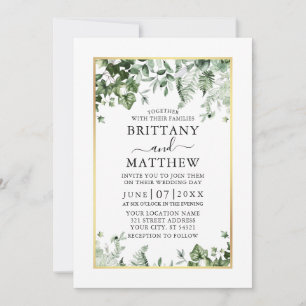 Hochzeit Moderne Elegante Ivy Landschaft Gold Einladung