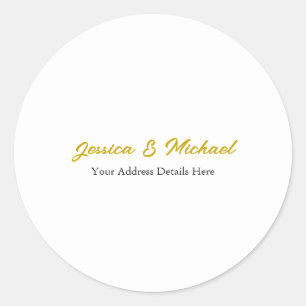 Hochzeit Moderne Goldfarbe Elegant Schlicht einfac Runder Aufkleber