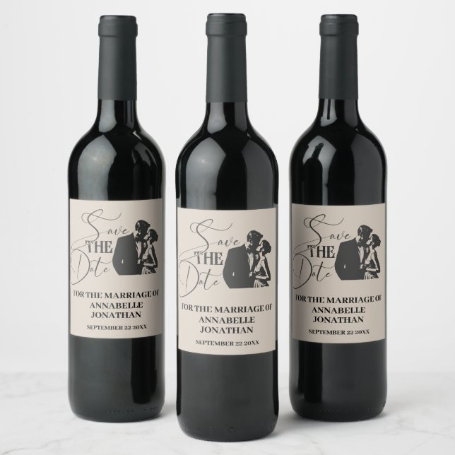 Hochzeit Moderne lässige Schrift schwarze Typograf Weinetikett (Flaschen)