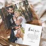 Hochzeit Moderne Minimalistische Dankeskarten Dankeskarte<br><div class="desc">Budget Handgeschriebene Hochzeit Dankeschön Karten,  die ein Foto auf der Vorder- und Rückseite haben. Die Dankeschön-Karten enthalten eine moderne,  handgeschriebene,  kursive Schriftzeichen-Typografie,  die elegant,  einfach und modern nach einem minimalistischen einfachen Hochzeitstag-Fest zu verwenden sind.</div>