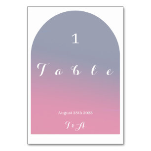 Hochzeit Modernes Arch Pink Lilac Ombre Tischnumme Tischnummer