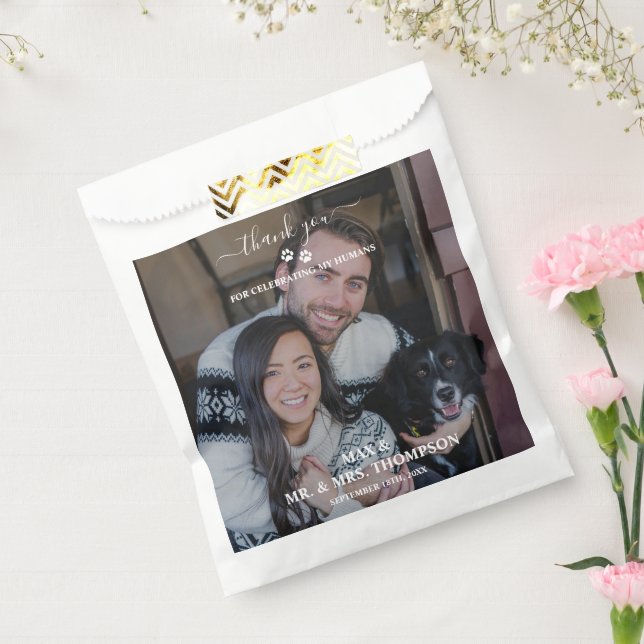Hochzeit Modernes Foto Ehepaar Dog My Humans Geschenktütchen (Versiegelt)