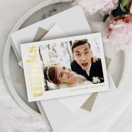 Hochzeit Modernes Foto Vielen Dank Gold Foil Card Folieneinladung