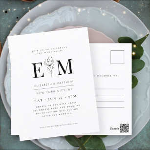 Hochzeit Modernes, Minimalistisches, elegantes Fol Postkarte