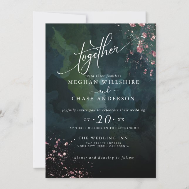 HOCHZEIT | Moody Deep Ocean Blue Jaspé (Vorderseite)