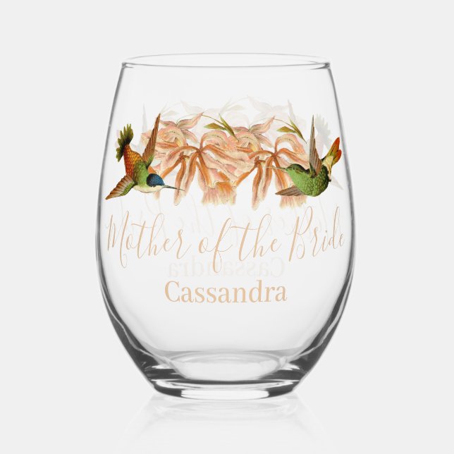 Hochzeit Mutter des Brautgeschenks Hummingbird Weinglas Ohne Stiel (Vorderseite)