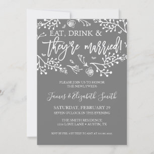 Hochzeit nach dem Party Einladung Graue Blütenankü