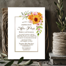Hochzeit nach dem Party Sonnenblume Rosa Empfang Einladung