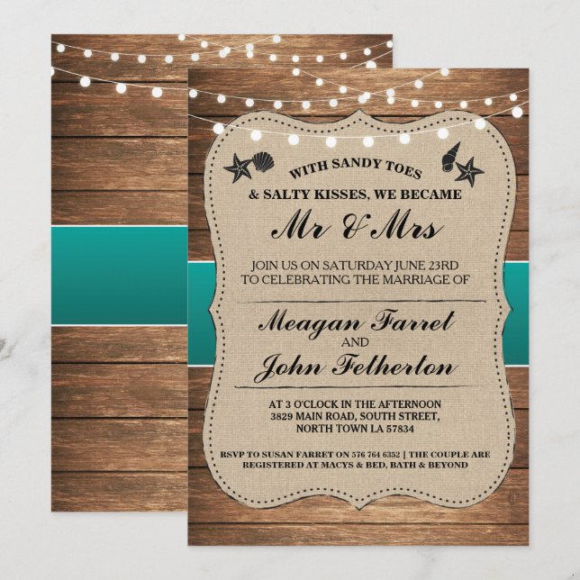 Hochzeit nach dem Thema "Ich tue Beach" Einladung (Vorne/Hinten)