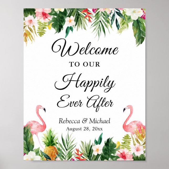 Hochzeit nach tropischen Blätter Poster (Vorne)