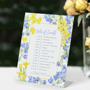 Hochzeit nach Wildblumen-Ordnung der Ereignisse Sockelschild