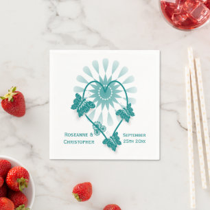 Hochzeit Napkins Aquamarine Schmetterlinge Herz Serviette