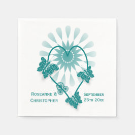 Hochzeit Napkins Aquamarine Schmetterlinge Herz Serviette