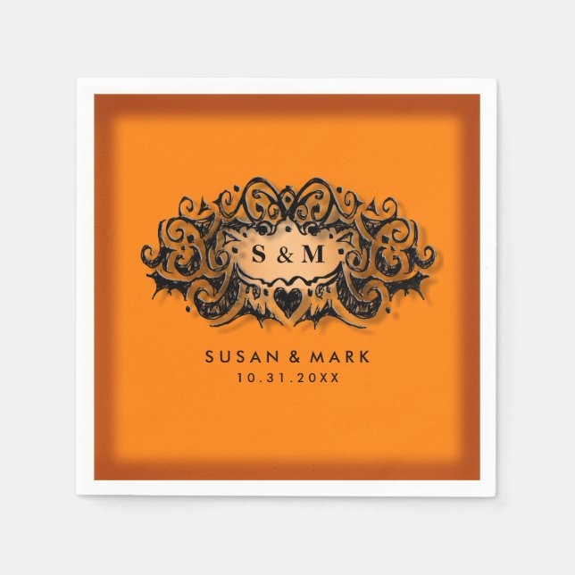 Hochzeit Napkins - Halloween Orange & Black Serviette (Vorderseite)