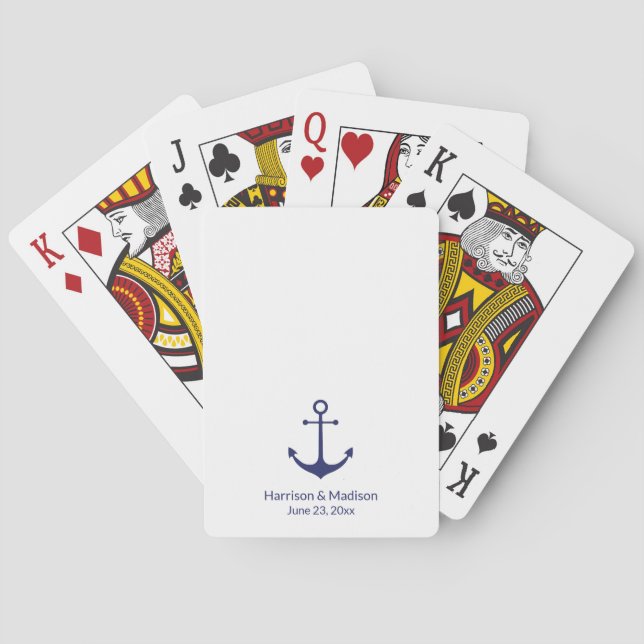 Hochzeit nautische Anker Marine blaue Gefälligkeit Spielkarten (Rückseite)