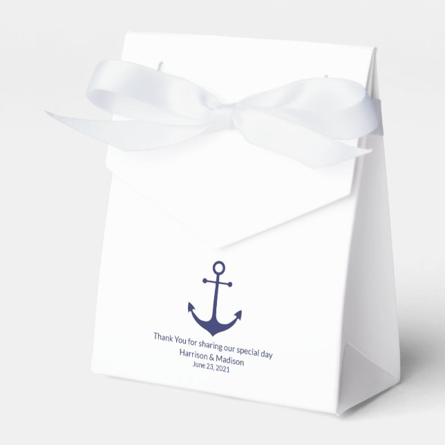 Hochzeit nautischer Anker blau weiß elegant Geschenkschachtel (Vorderseite)