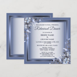 Hochzeit Navy Blau Floral Silber Probeessen Einladung
