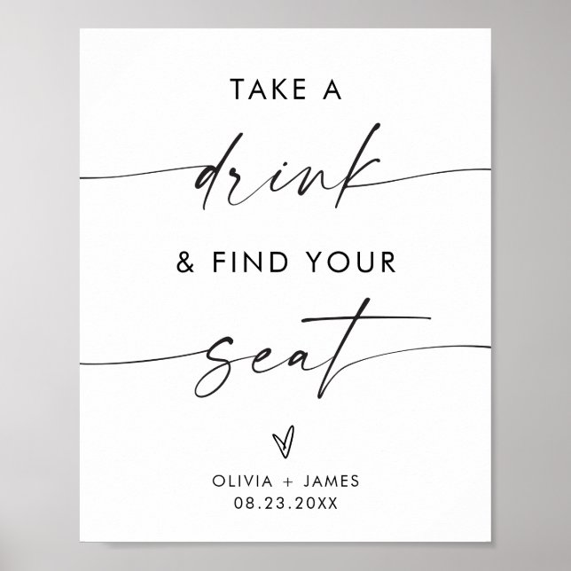 Hochzeit nehmen Sie ein Getränk finden Sie Ihren S Poster (Vorne)