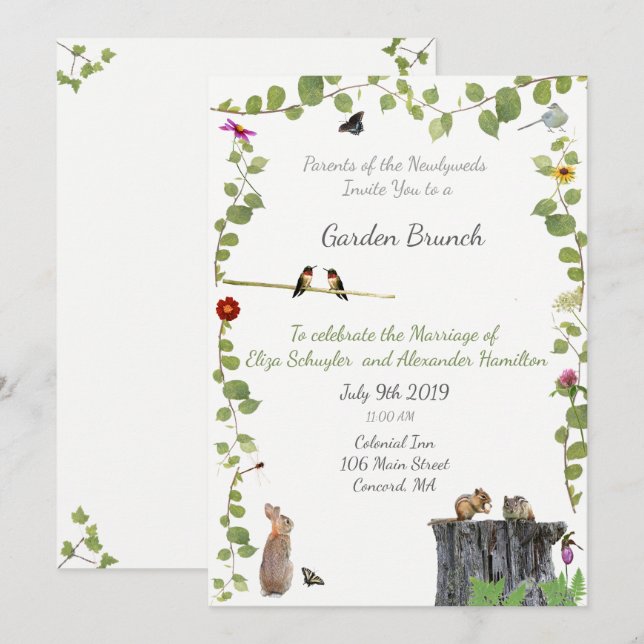 Hochzeit: Neuer Brunch Einladung (Vorne/Hinten)
