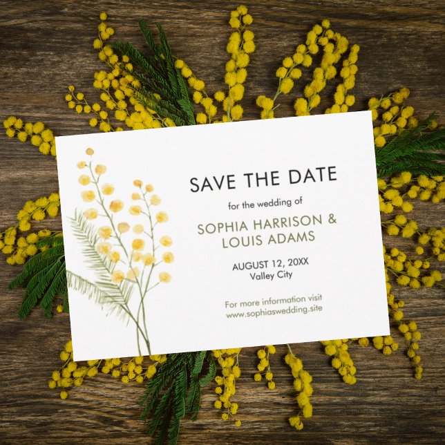 Hochzeit niedlicher Mimosa-Blume Save The Date (Von Creator hochgeladen)