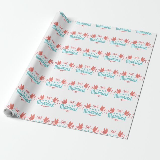 Hochzeit nur verheiratet zwei Vögel farbenfrohe Ge Geschenkpapier (Ungerollt)
