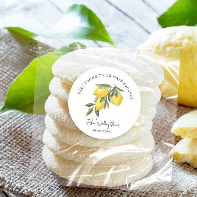 Hochzeit oder Brautparty von Zitronenfrüchten Runder Aufkleber (Von Creator hochgeladen)