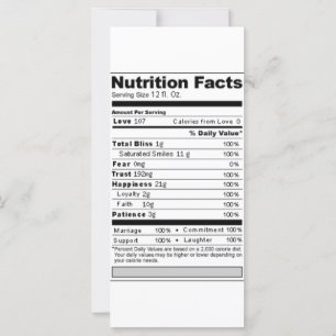 Hochzeit oder Jubiläum Süßes Funny Nutrition Label