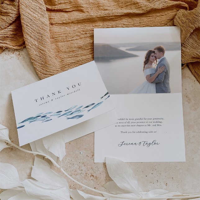 Hochzeit oder Verlobung von Blauen Wasserfarben an Dankeskarte (Von Creator hochgeladen)