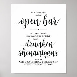 Hochzeit Offene Bar, betrunkene Shenanigans unters Poster