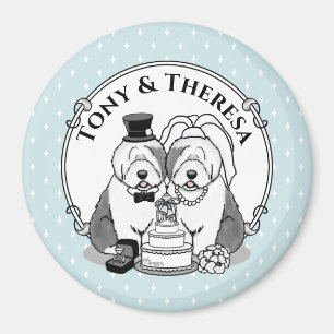 Hochzeit Old English Sheepdogs Bride Groom Gray 1 Magnet