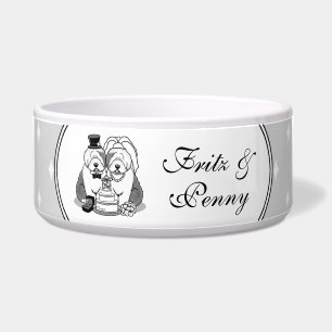 Hochzeit Old English Sheepdogs Bride Groom Gray 1 Napf