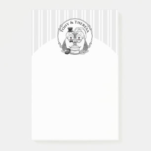 Hochzeit Old English Sheepdogs Bride Groom Gray 1 Post-it Klebezettel