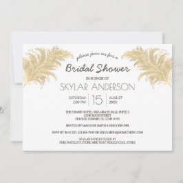 Hochzeit Pampas Grass Tan auf weißem Brautparty Einladung