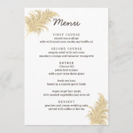 Hochzeit Pampas Grass Tan auf weißem Empfang Menükarte